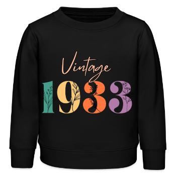 Vintage 1933 Floral - Kids Organic Sweatshirt by Stanley/Stella - black - Front - AI Model Kid Male (0cm)