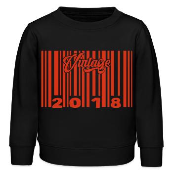 Vintage 2018 born in 2018 7 years bar code anniversair - Kids Organic Sweatshirt by Stanley/Stella - black - Front - AI Model Kid Male (0cm)
