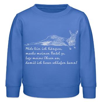 Kangourou fatigué - Sweat enfant bio Stanley/Stella - carolina blue - Devant - AI Model Kid Female (0cm)