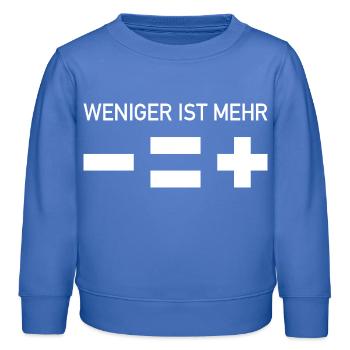 Weniger ist mehr - Kinder Organic Sweatshirt Mini Changer von Stanley/Stella - carolina Blue - Vorne - AI Model Kid Female (0cm)