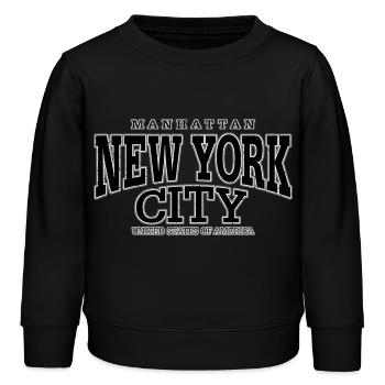 New York City Manhattan Noir (à l'ancienne) - Sweat enfant bio Stanley/Stella - noir - Devant - AI Model Kid Male (0cm)