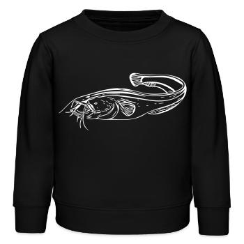 Wels - Angler - Kinder Organic Sweatshirt Mini Changer von Stanley/Stella - Schwarz - Vorne - AI Model Kid Male (0cm)