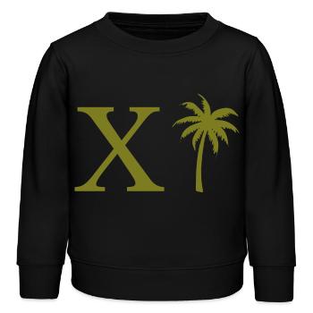Buchstabe x Grüne Palme - Kinder Organic Sweatshirt Mini Changer von Stanley/Stella - Schwarz - Vorne - AI Model Kid Male (0cm)