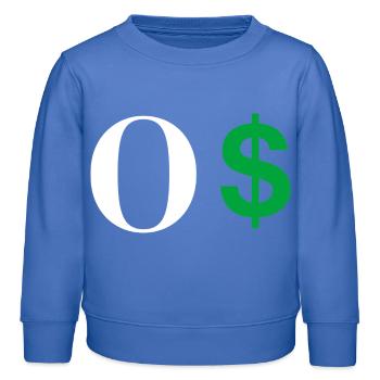 Lettre o dollar - Sweat enfant bio Stanley/Stella - carolina blue - Devant - AI Model Kid Female (0cm)