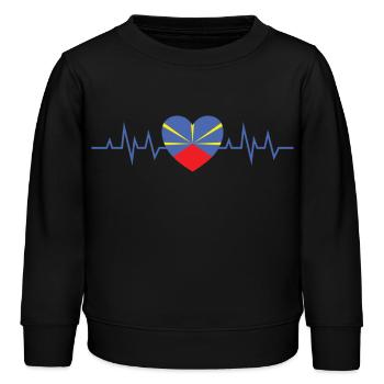 Flagge von La Réunion Souvenir Geschenkidee 974 - Kinder Organic Sweatshirt Mini Changer von Stanley/Stella - Schwarz - Vorne - AI Model Kid Male (0cm)