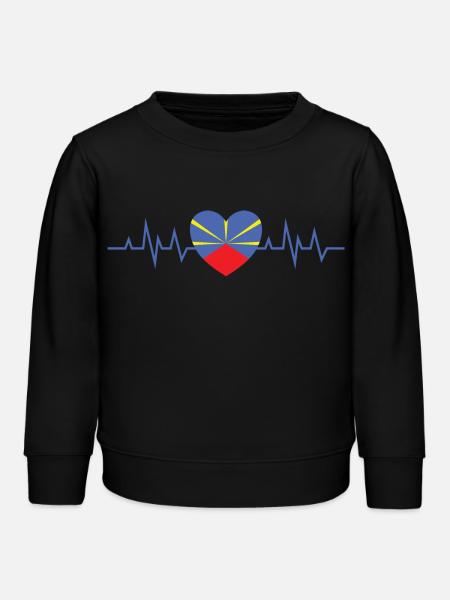 Idee cadeau souvenir drapeau de la Réunion 974 - Sweat enfant bio Stanley/Stella - noir