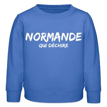 Normande humour - Sweat enfant bio Stanley/Stella - carolina blue - Devant - AI Model Kid Female (0cm)