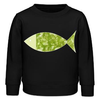 Fisch Ichthys Naturdruck Angeln Jesusfisch - Kinder Organic Sweatshirt Mini Changer von Stanley/Stella - Schwarz - Vorne - AI Model Kid Male (0cm)