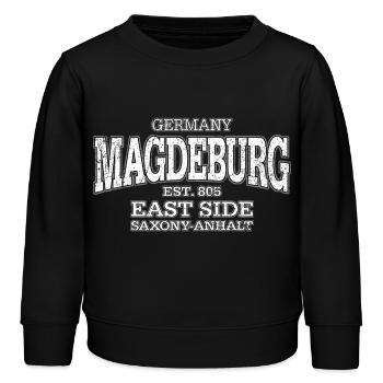 Magdeburg blanc (à l'ancienne) - Sweat enfant bio Stanley/Stella - noir - Devant - AI Model Kid Male (0cm)