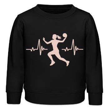 Herzschlag eines Handballspielers, Handball - Kinder Organic Sweatshirt Mini Changer von Stanley/Stella - Schwarz - Vorne - AI Model Kid Male (0cm)
