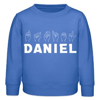 Sign Language Daniel - Kids Organic Sweatshirt by Stanley/Stella - carolina blue - Front - AI Model Kid Female (0cm)