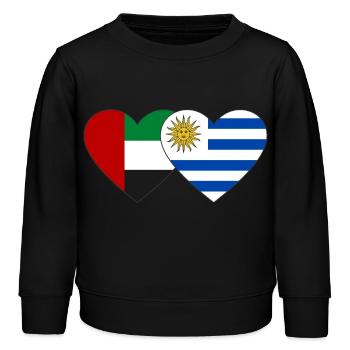 Vereinigte Arabische Emirate Uruguay Flagge Herz - Kinder Organic Sweatshirt Mini Changer von Stanley/Stella - Schwarz - Vorne - AI Model Kid Male (0cm)