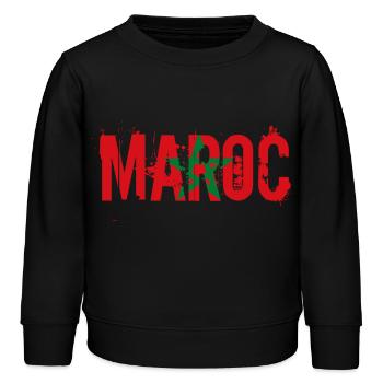 logo_flag_grunge_maroc - Sweat enfant bio Stanley/Stella - noir - Devant - AI Model Kid Male (0cm)