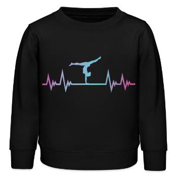 Turnen, Turnerin, Puls EKG, Herzschlag - Kinder Organic Sweatshirt Mini Changer von Stanley/Stella - Schwarz - Vorne - AI Model Kid Male (0cm)