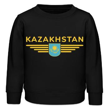 Kasachstan Design – Steppe und Tradition - Kinder Organic Sweatshirt Mini Changer von Stanley/Stella - Schwarz - Vorne - AI Model Kid Male (0cm)