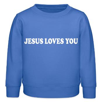 Jesus loves you - Sweat enfant bio Stanley/Stella - carolina blue - Devant - AI Model Kid Female (0cm)