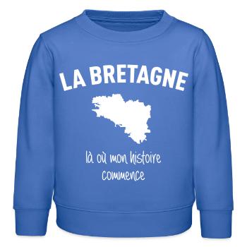 bretagne-histoire - Sweat enfant bio Stanley/Stella - carolina blue - Devant - AI Model Kid Female (0cm)
