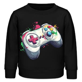 Manettes de jeux vidéo pour les joueurs - Sweat enfant bio Stanley/Stella - noir - Devant - AI Model Kid Male (0cm)