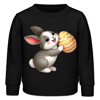 bunny rabbit easter - Kids Organic Sweatshirt by Stanley/Stella - black - Front - AI Model Kid Male (0cm)