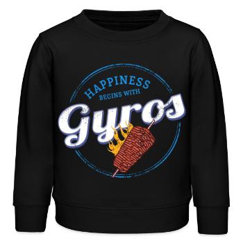 Gyros Restaurant Vintage Grèce Souvenir - Sweat enfant bio Stanley/Stella - noir - Devant - AI Model Kid Male (0cm)