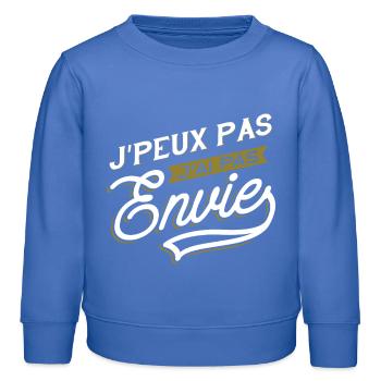 J'ai pas envie humour - Sweat enfant bio Stanley/Stella - carolina blue - Devant - AI Model Kid Female (0cm)