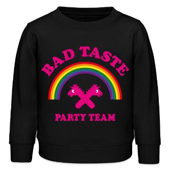 Bad Taste Party Team (Einhorn, Regenbogen, Cooper) - Kinder Organic Sweatshirt Mini Changer von Stanley/Stella - Schwarz - Vorne - AI Model Kid Male (0cm)