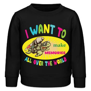 I want to make memories all over the world - Kinder Organic Sweatshirt Mini Changer von Stanley/Stella - Schwarz - Vorne - AI Model Kid Male (0cm)