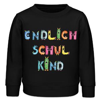 Monster Kids Endlich Schulkind Einschulung - Kinder Organic Sweatshirt Mini Changer von Stanley/Stella - Schwarz - Vorne - AI Model Kid Male (0cm)