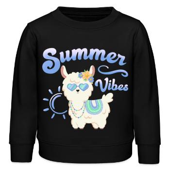 Lama Sommer Alpaka - Summer vibes - Sommerstimmung - Kinder Organic Sweatshirt Mini Changer von Stanley/Stella - Schwarz - Vorne - AI Model Kid Male (0cm)