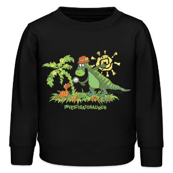 Investigatosaurus - Kinder Organic Sweatshirt Mini Changer von Stanley/Stella - Schwarz - Vorne - AI Model Kid Male (0cm)