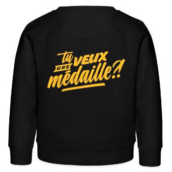 Tu veux une médaille?! - Sweat enfant bio Stanley/Stella - noir - Dos - AI Model Kid Male (0cm)
