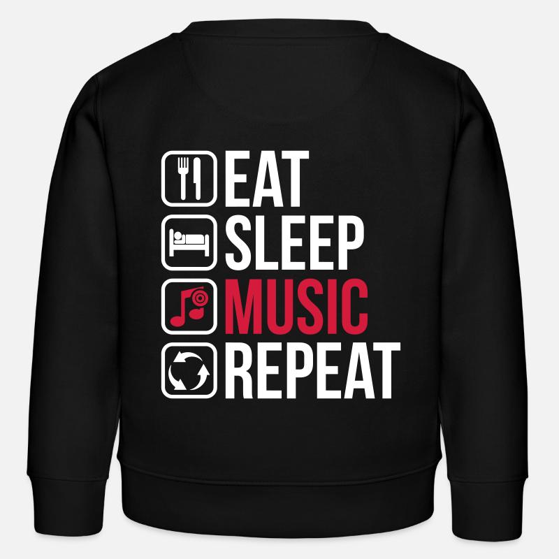 Eat Sleep Music Repeat - Kinder Organic Sweatshirt Mini Changer von Stanley/Stella - Schwarz