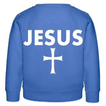 Jesus kreuz - Kinder Organic Sweatshirt Mini Changer von Stanley/Stella - carolina Blue - Hinten - AI Model Kid Female (0cm)