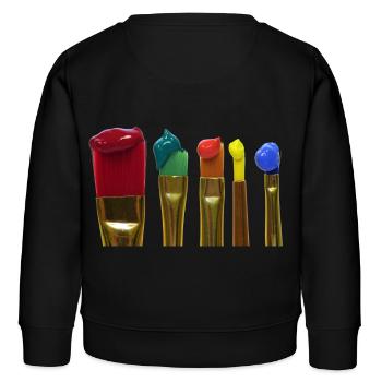 farbige Pinsel - Kinder Organic Sweatshirt Mini Changer von Stanley/Stella - Schwarz - Hinten - AI Model Kid Male (0cm)