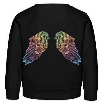 Ailes d'ange colorées arc-en-ciel - Sweat enfant bio Stanley/Stella - noir - Dos - AI Model Kid Male (0cm)