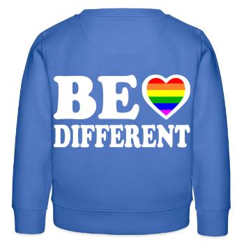 Be different - Kinder Organic Sweatshirt Mini Changer von Stanley/Stella - carolina Blue - Hinten - AI Model Kid Female (0cm)