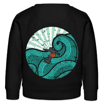 Surfer turquoise - Sweat enfant bio Stanley/Stella - noir - Dos - AI Model Kid Male (0cm)