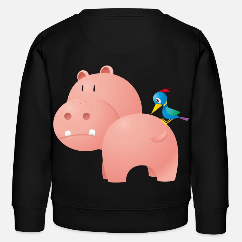 Nilpferd mit Vogel - Kinder Organic Sweatshirt Mini Changer von Stanley/Stella - Schwarz