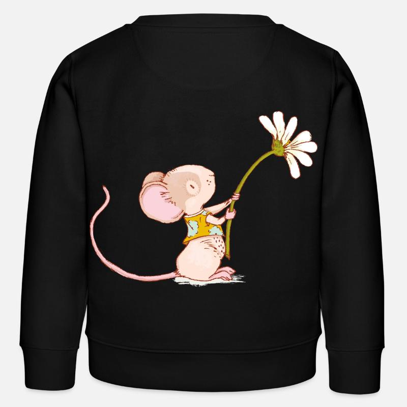 Souris avec fleur - Sweat enfant bio Stanley/Stella - noir