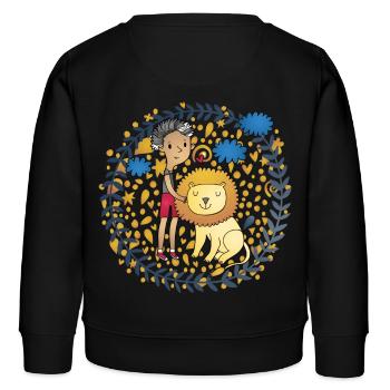 Löwe und Kinder beautiful Lion Kids - Kinder Organic Sweatshirt Mini Changer von Stanley/Stella - Schwarz - Hinten - AI Model Kid Male (0cm)
