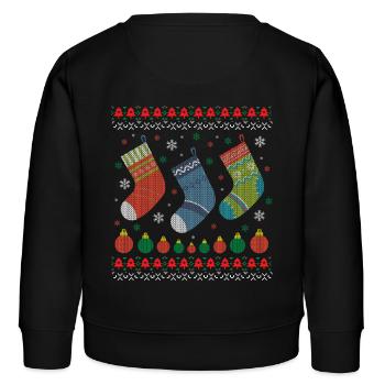 Ugly Christmas Geschenke Socken. Tannenbaum Santa - Kinder Organic Sweatshirt Mini Changer von Stanley/Stella - Schwarz - Hinten - AI Model Kid Male (0cm)