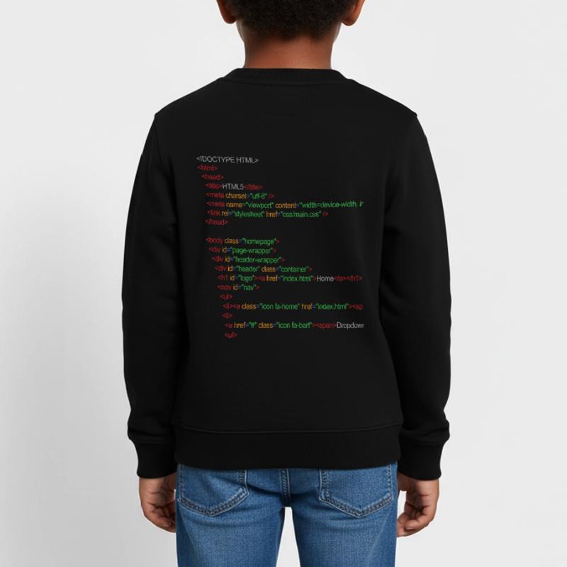 HTML5 code Kids Organic Sweatshirt by Stanley/Stella