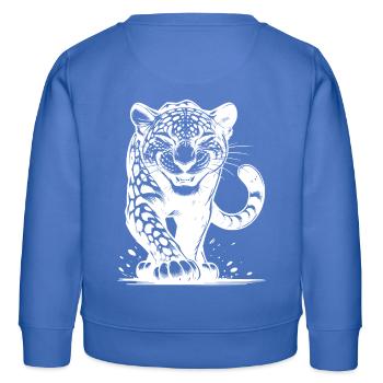 Listiger Leopard Raubkatze mit Flecken Zeichnung - Kinder Organic Sweatshirt Mini Changer von Stanley/Stella - carolina Blue - Hinten - AI Model Kid Female (0cm)