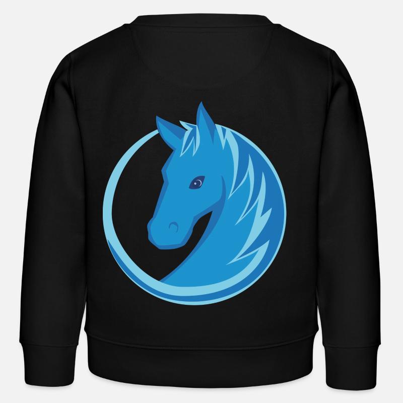 Horse Logo Circle Flat Design blue - Kids Organic Sweatshirt by Stanley/Stella - black