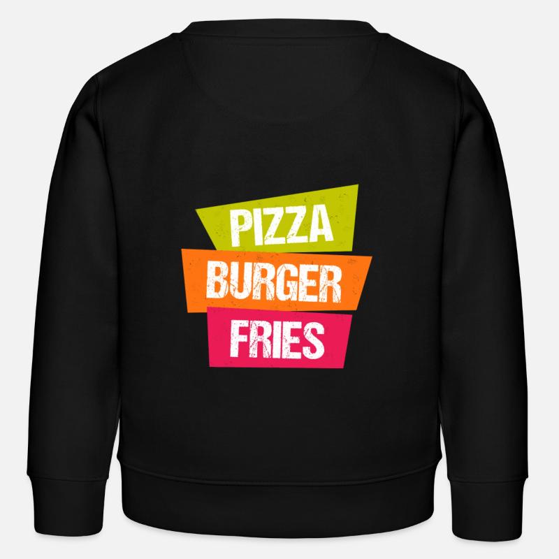 frites Pizza Burger - Sweat enfant bio Stanley/Stella - noir