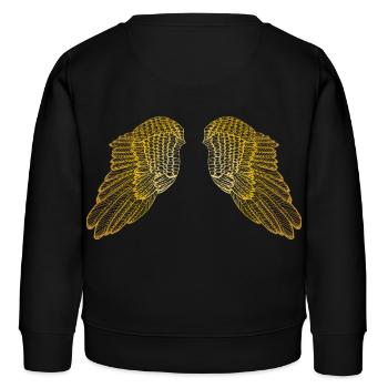 Ailes d'ange volantes dorées en vol stationnaire - Sweat enfant bio Stanley/Stella - noir - Dos - AI Model Kid Male (0cm)