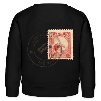 Kiwi Briefmarke - Kinder Organic Sweatshirt Mini Changer von Stanley/Stella - Schwarz - Hinten - AI Model Kid Male (0cm)
