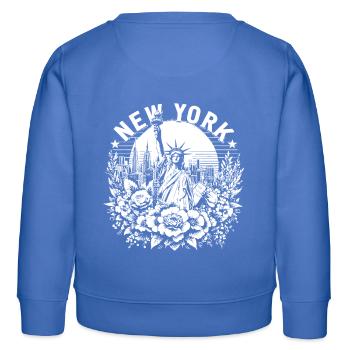 NEW YORK Design mit Freiheitsstatue - Kinder Organic Sweatshirt Mini Changer von Stanley/Stella - carolina Blue - Hinten - AI Model Kid Female (0cm)