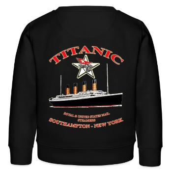 TITANIC STAR KREATION Louis RUNEMBERG © Adagp - Kinder Organic Sweatshirt Mini Changer von Stanley/Stella - Schwarz - Hinten - AI Model Kid Male (0cm)