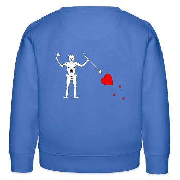 Blackbird pirate coeur couronne spear squelette Caraïbes - Sweat enfant bio Stanley/Stella - carolina blue - Dos - AI Model Kid Female (0cm)